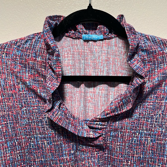 J. MCLAUGHLIN Durham Ruffle Neck 3/4 Sleeve Blouse, Multicolor, Size S - Picture 2 of 7